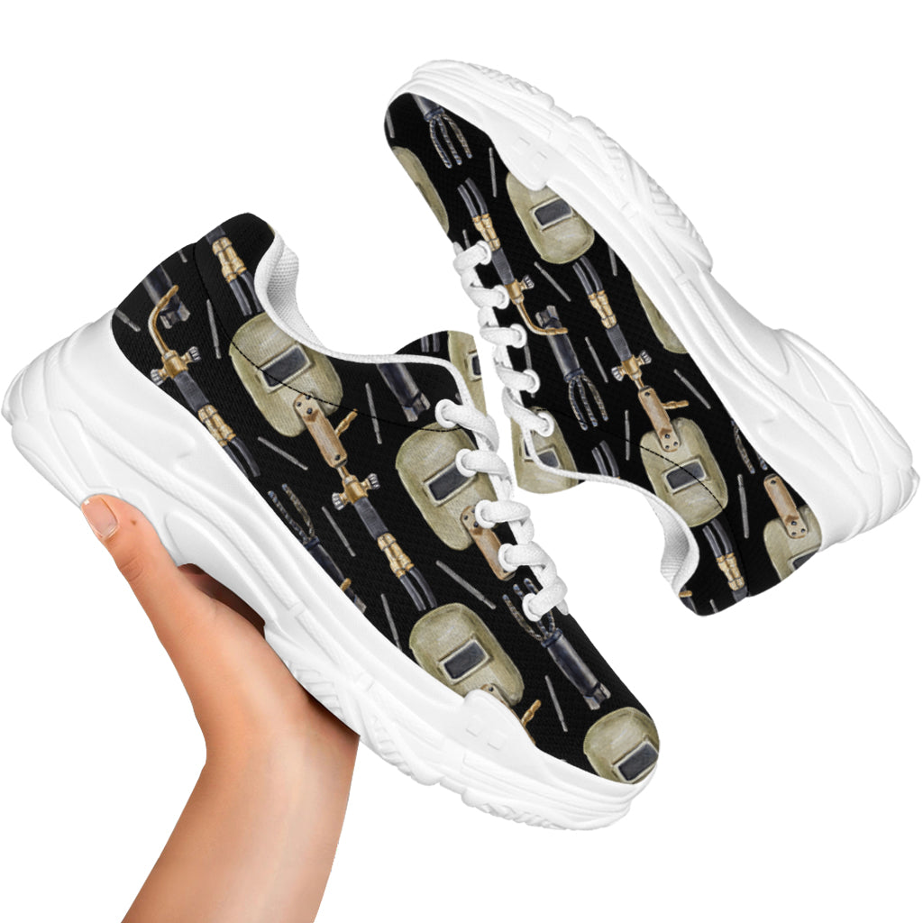 Welding Mask Pattern Print White Chunky Shoes