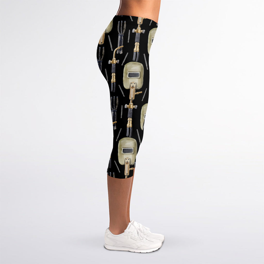 Welding Mask Pattern Print Women's Capri Leggings