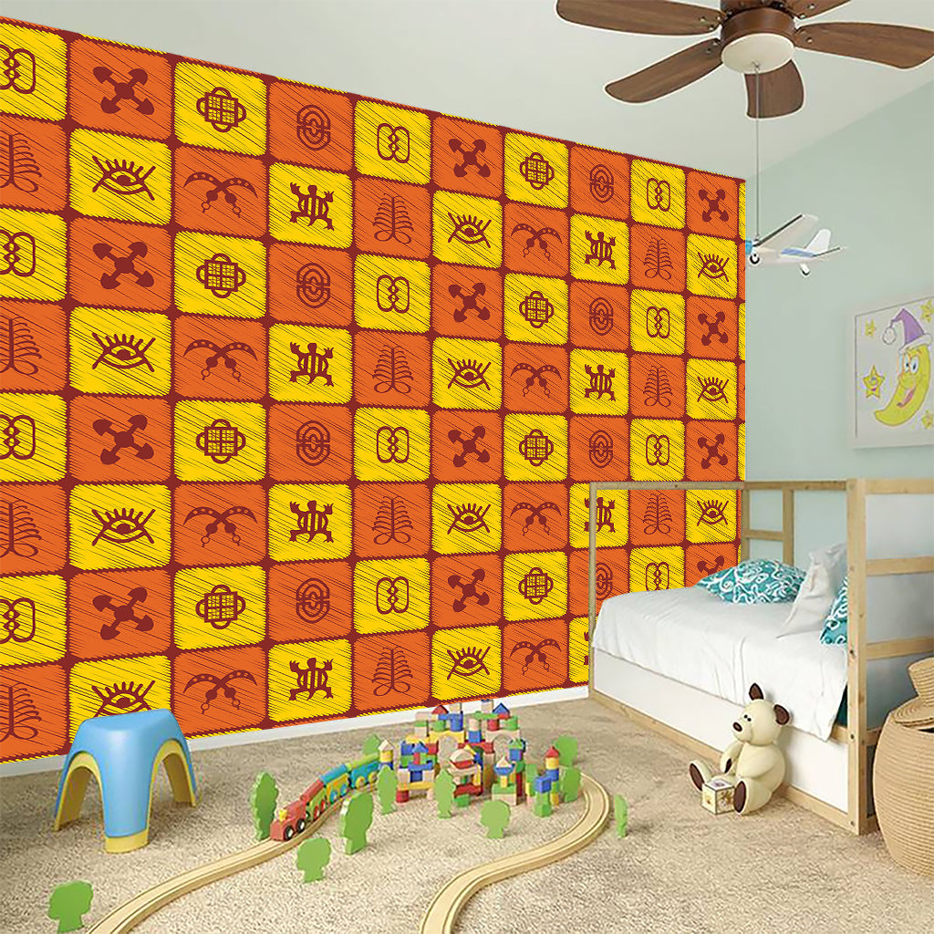 West Adinkra Symbols Pattern Print Wall Sticker