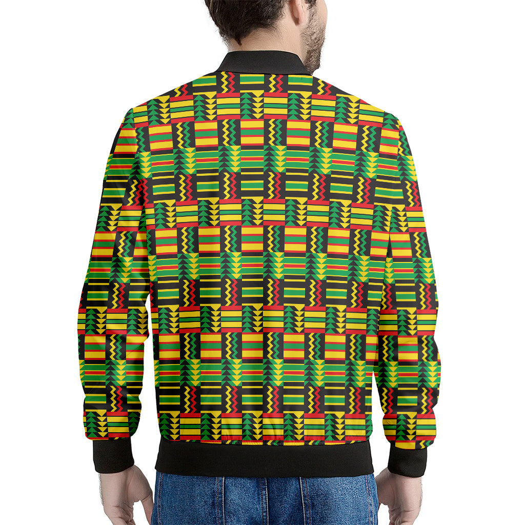 West African Kente Tribal Pattern Print Men's Bomber Jacket