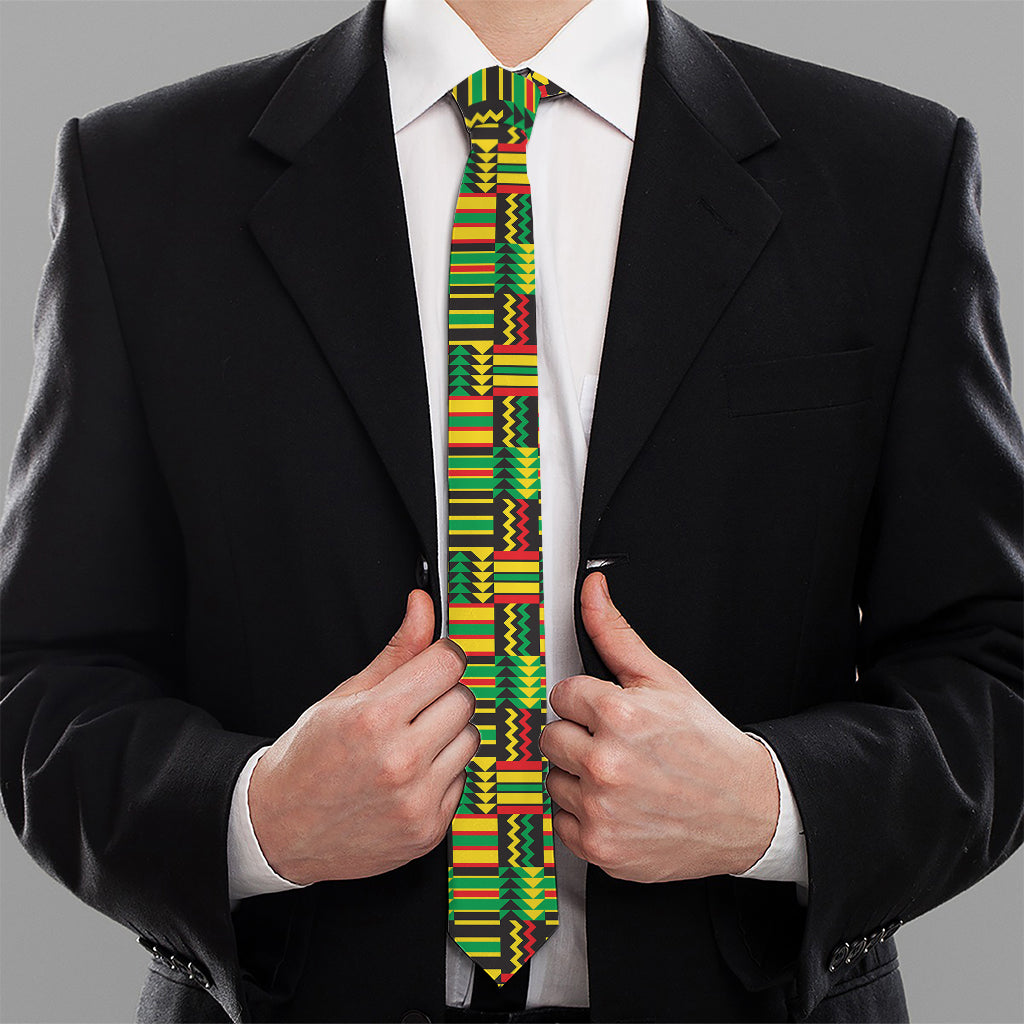 West African Kente Tribal Pattern Print Necktie