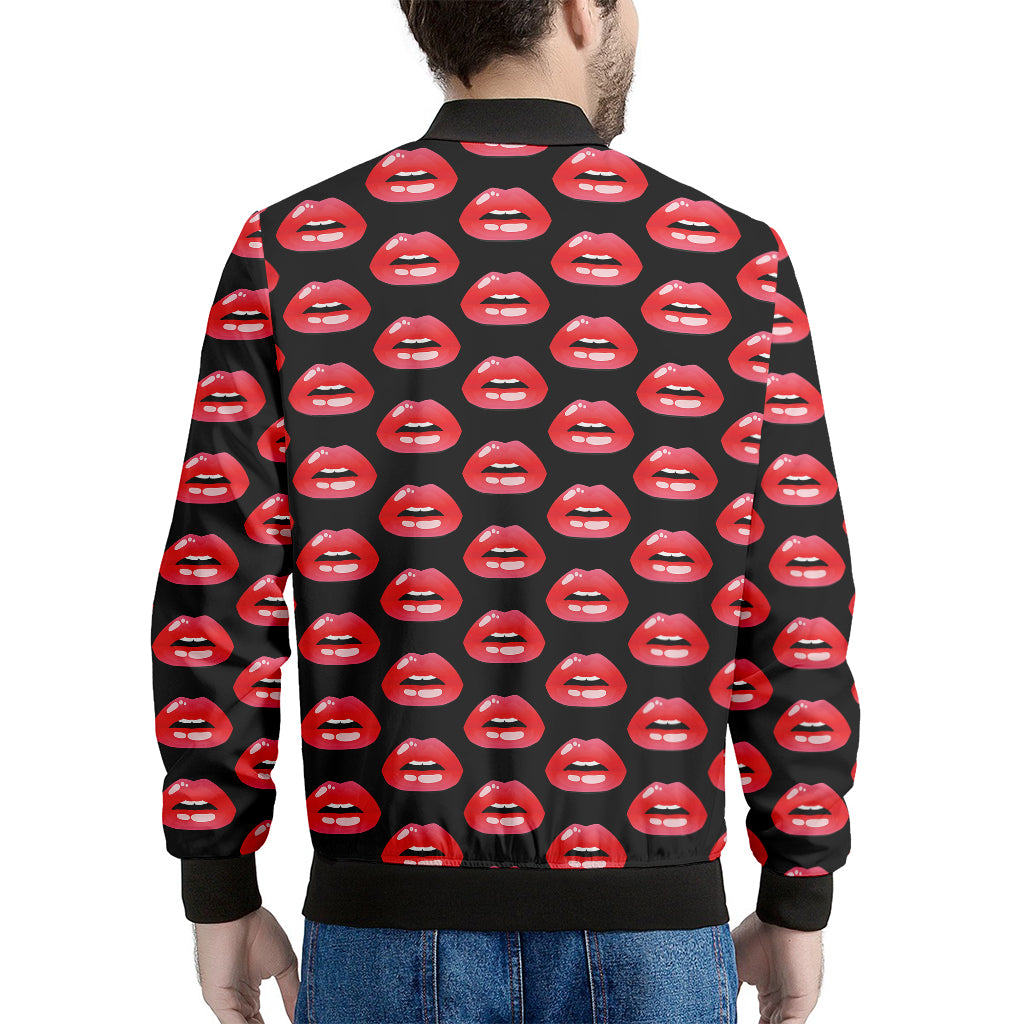 Wet Lips Pattern Print Men's Bomber Jacket