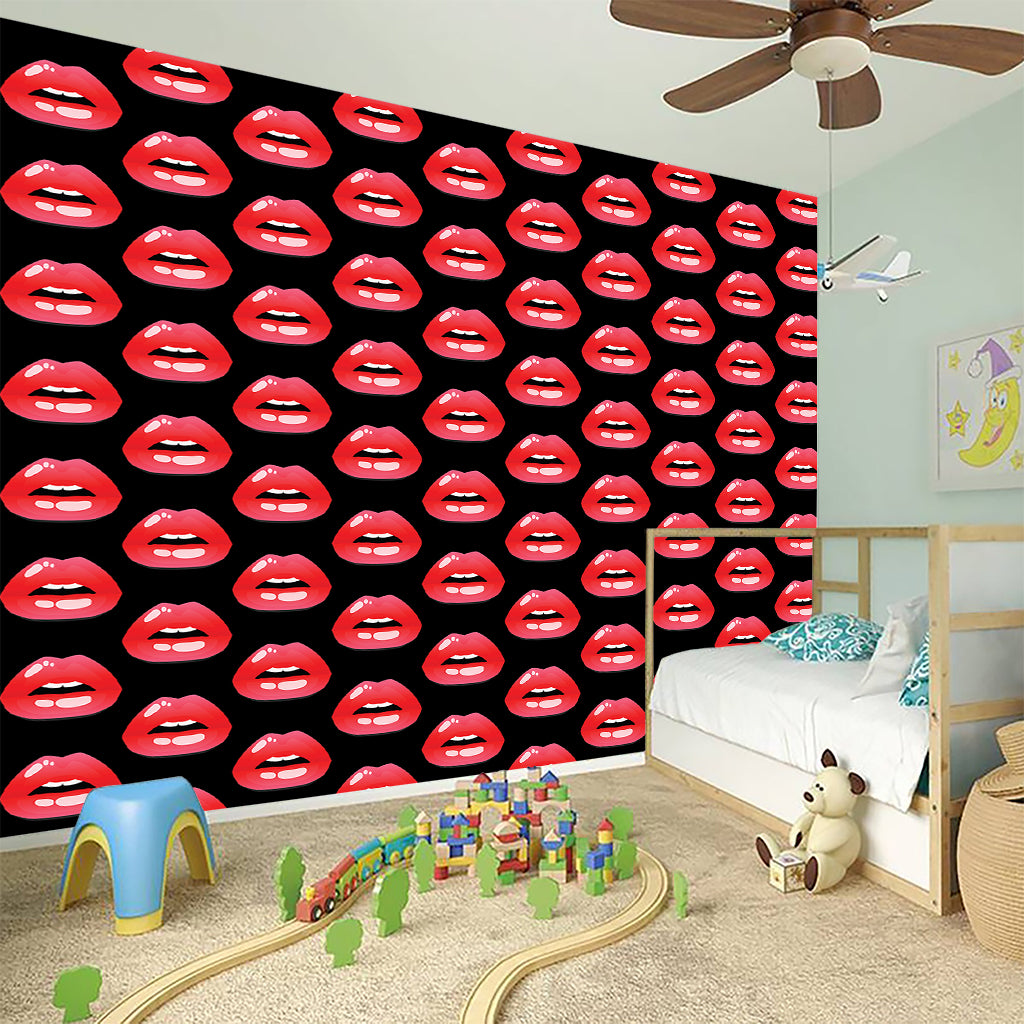Wet Lips Pattern Print Wall Sticker