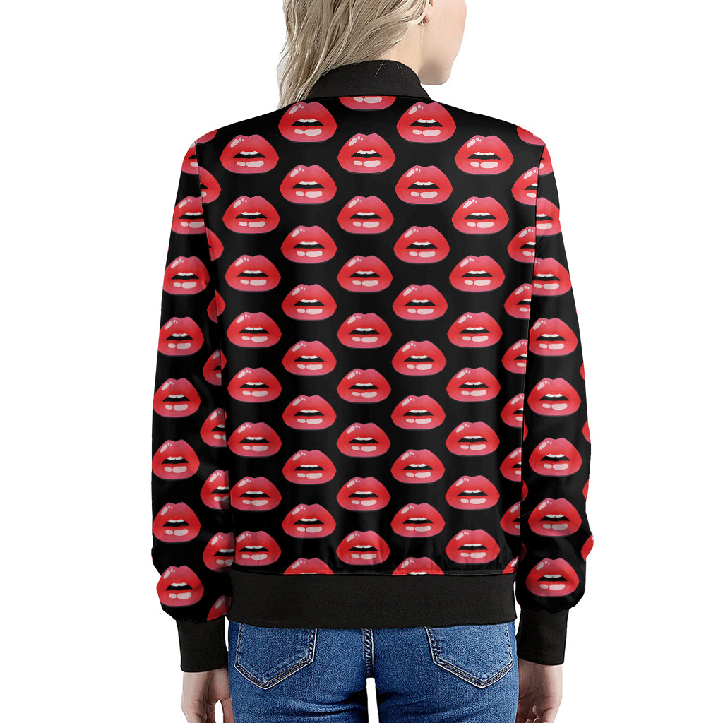 Wet Lips Pattern Print Women's Bomber Jacket