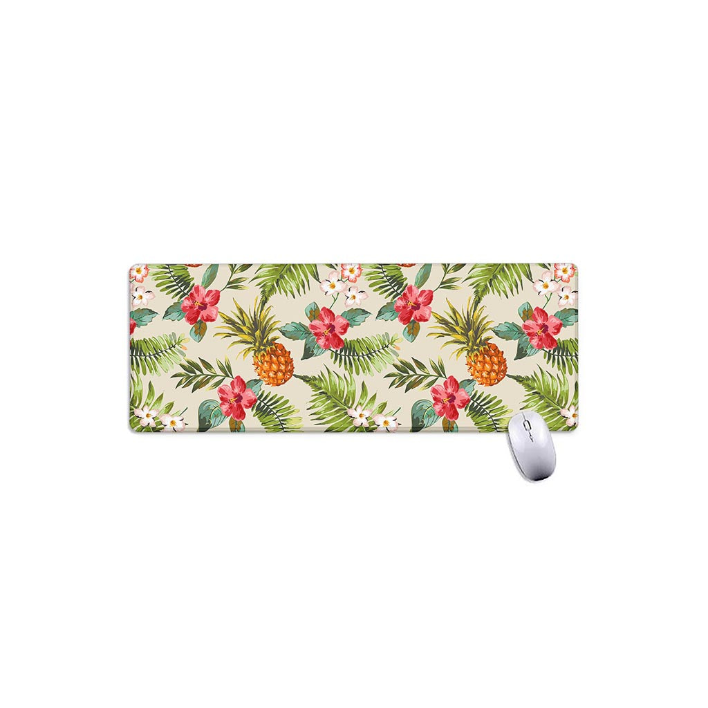 White Aloha Pineapple Pattern Print Extended Mouse Pad