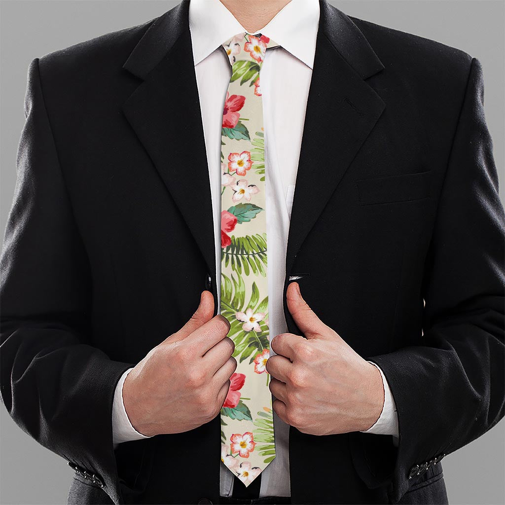 White Aloha Pineapple Pattern Print Necktie