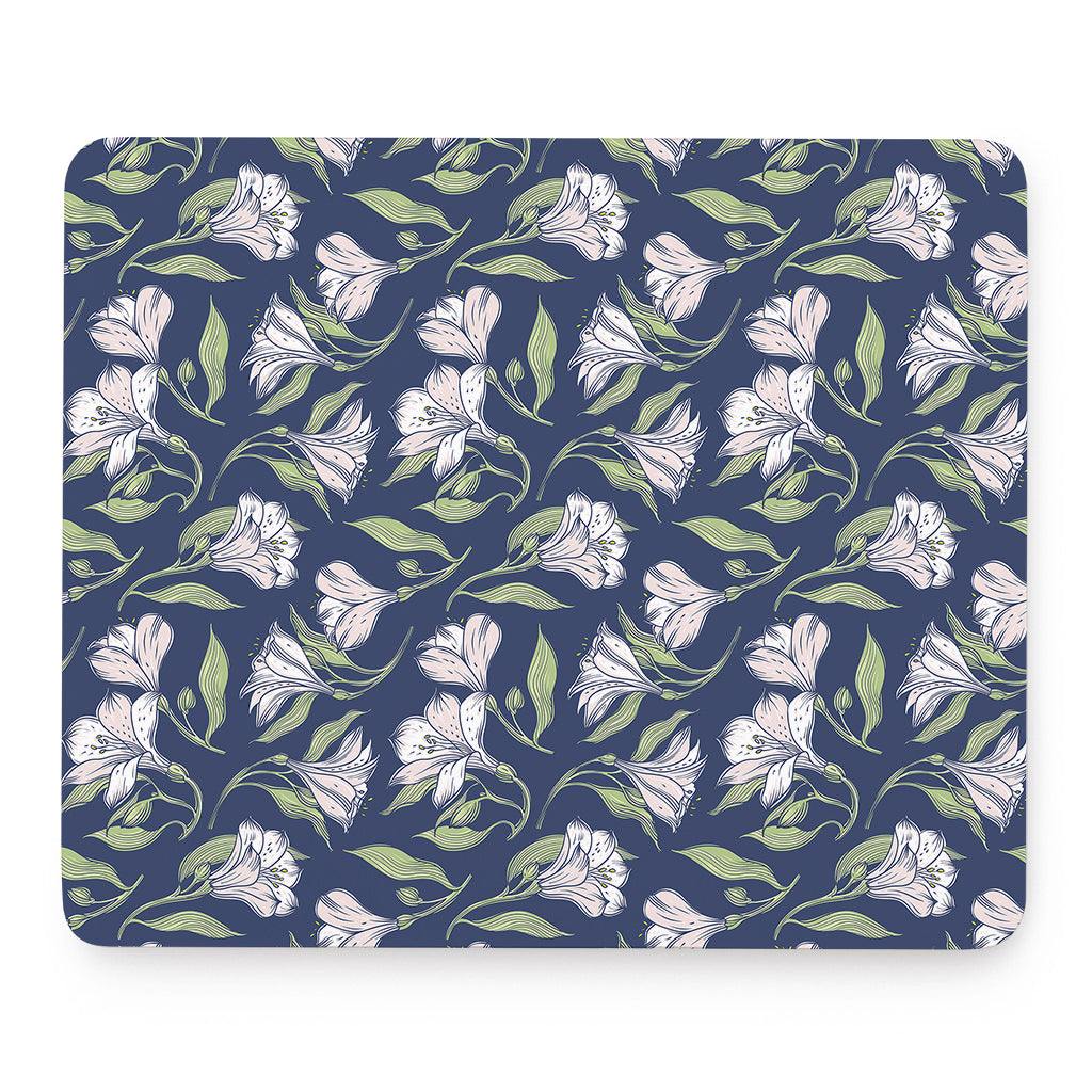 White Alstroemeria Pattern Print Mouse Pad