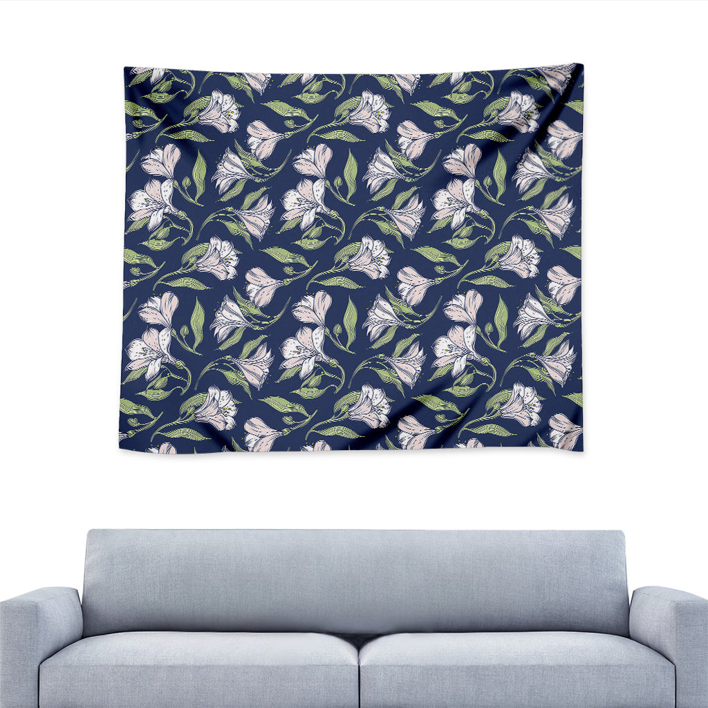 White Alstroemeria Pattern Print Tapestry