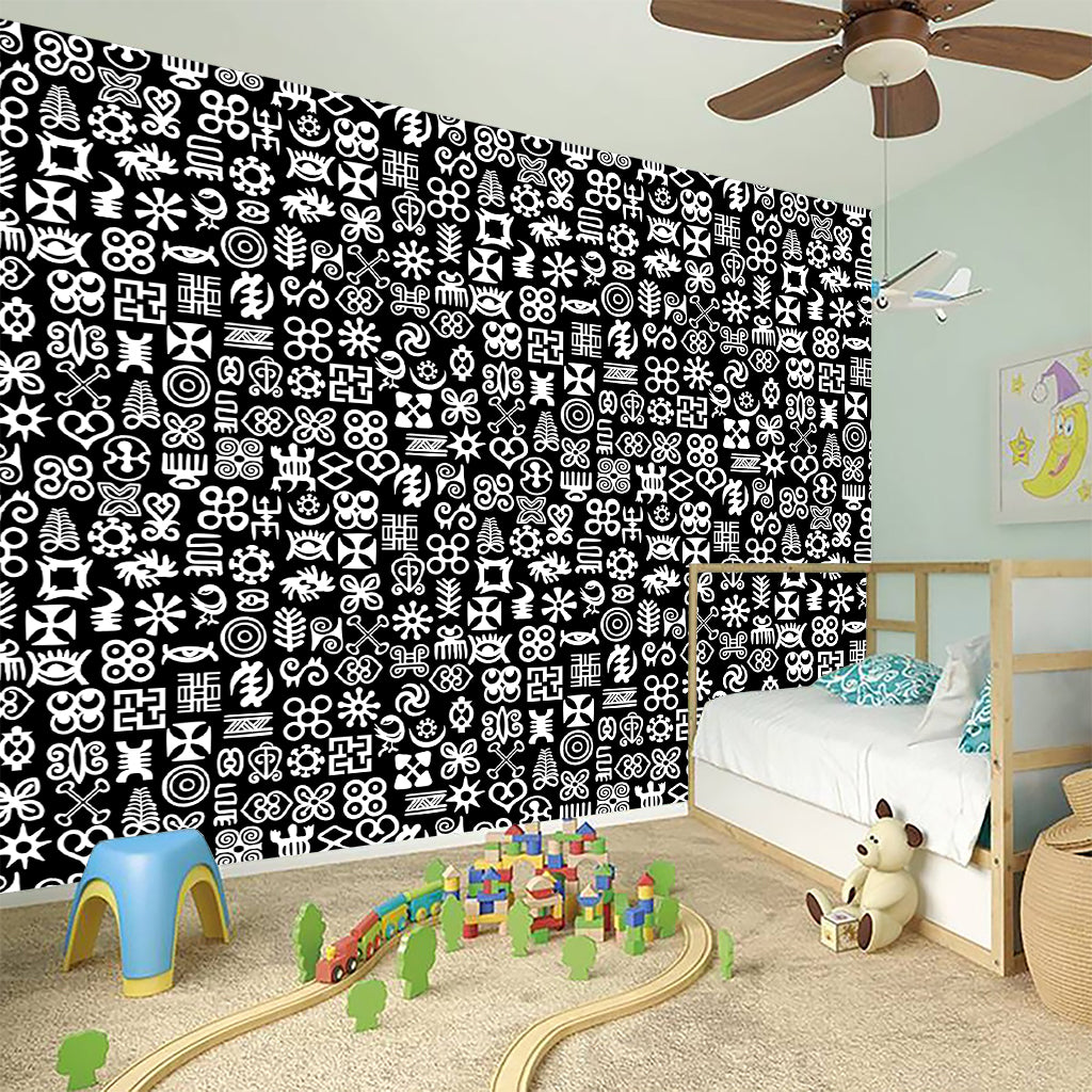 White And Black Adinkra Symbols Print Wall Sticker