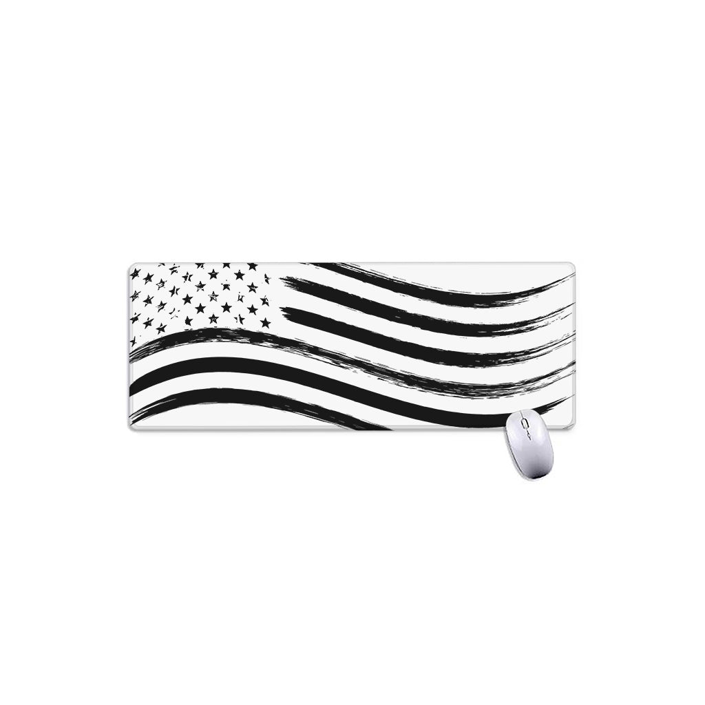 White And Black American Flag Print Extended Mouse Pad
