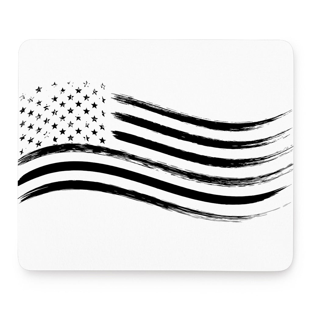 White And Black American Flag Print Mouse Pad
