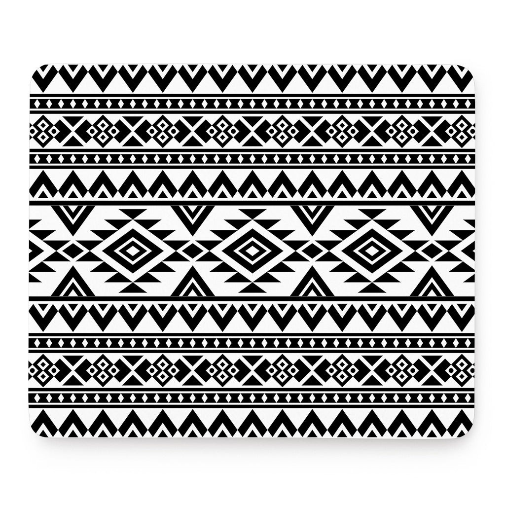 White And Black Aztec Pattern Print Mouse Pad