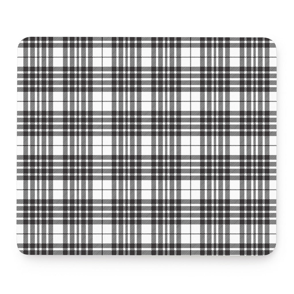 White And Black Border Tartan Print Mouse Pad