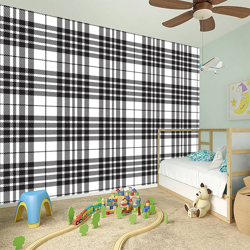 White And Black Border Tartan Print Wall Sticker