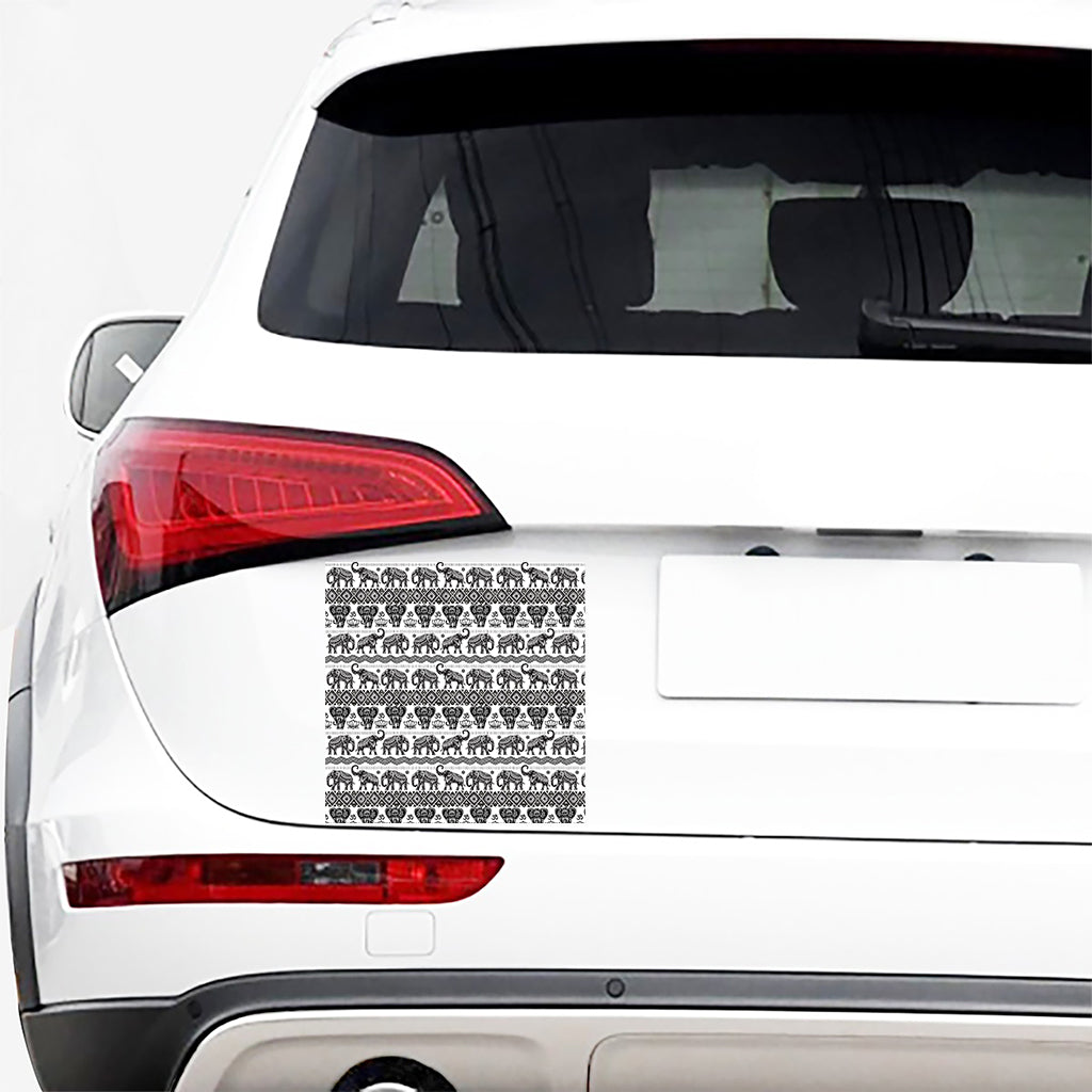 White And Black Indian Elephant Print Car Sticker