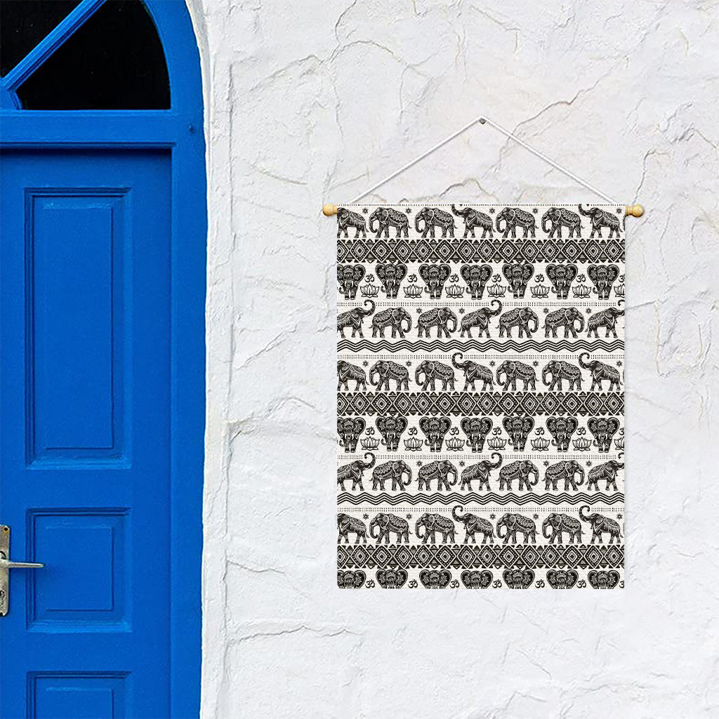 White And Black Indian Elephant Print Garden Flag