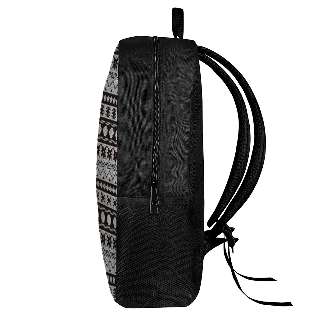White And Black Knitted Pattern Print 17 Inch Backpack