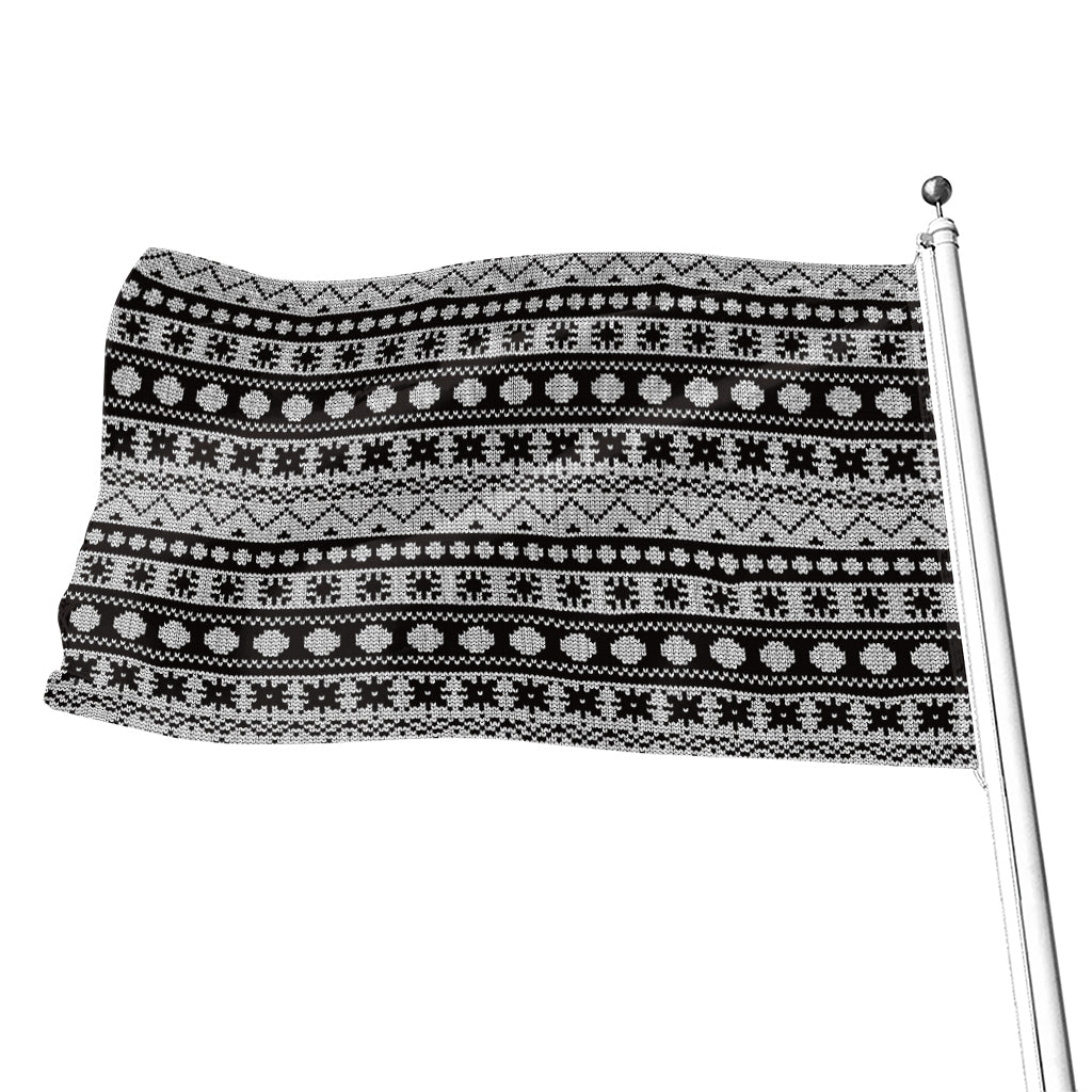 White And Black Knitted Pattern Print Flag