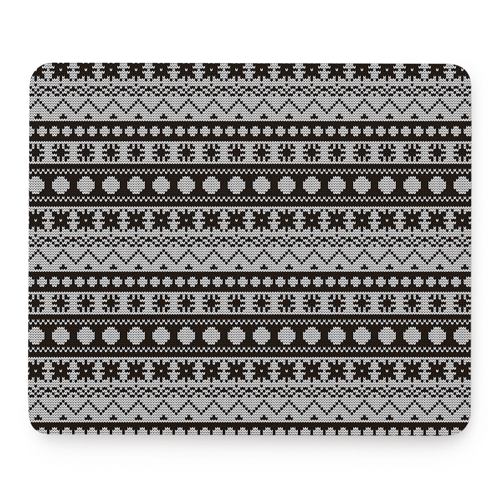 White And Black Knitted Pattern Print Mouse Pad