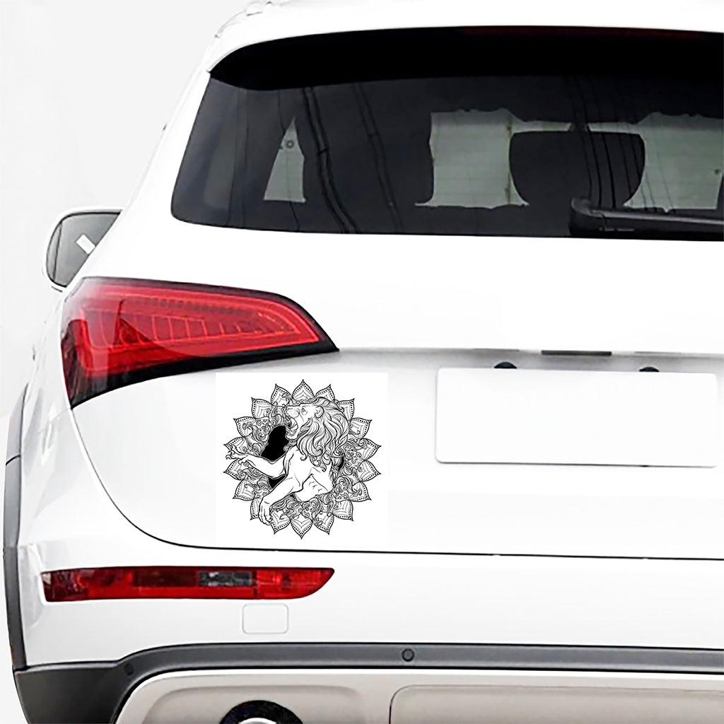 White And Black Leo Sign Print Car Sticker
