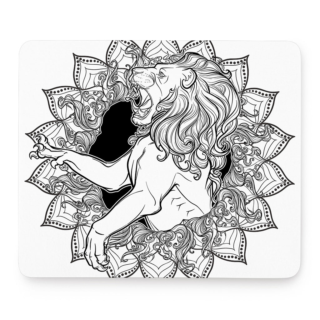 White And Black Leo Sign Print Mouse Pad