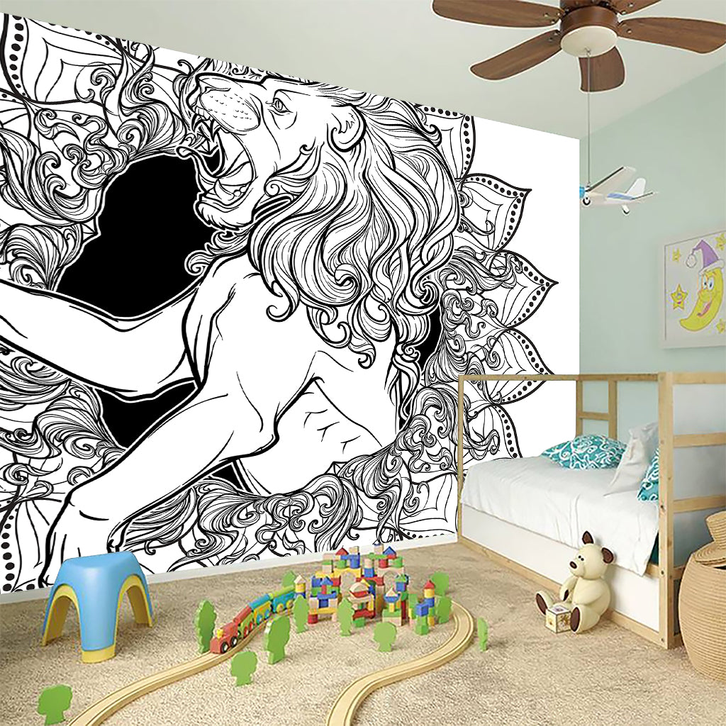 White And Black Leo Sign Print Wall Sticker