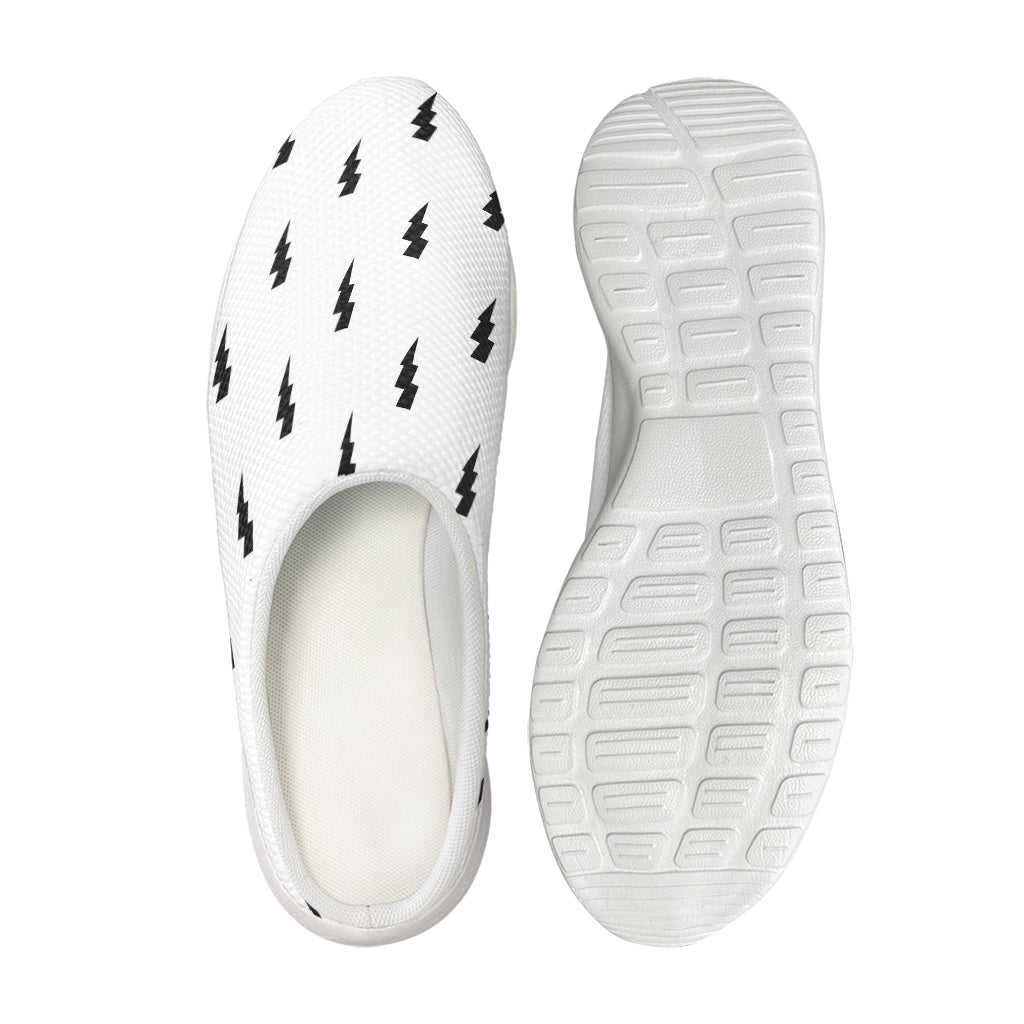 White And Black Lightning Pattern Print Mesh Casual Shoes