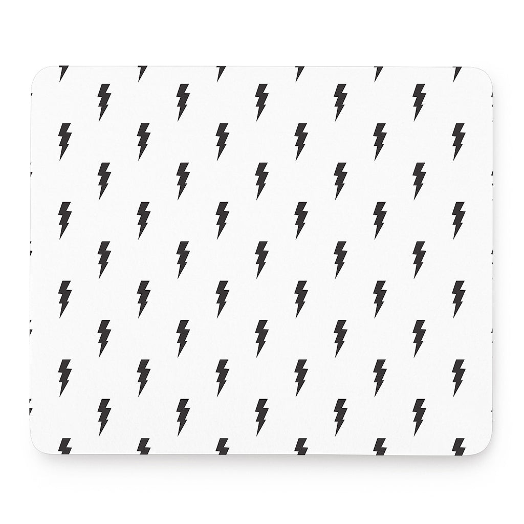 White And Black Lightning Pattern Print Mouse Pad