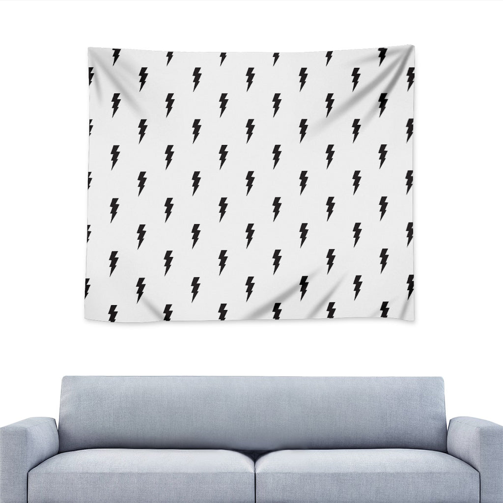 White And Black Lightning Pattern Print Tapestry