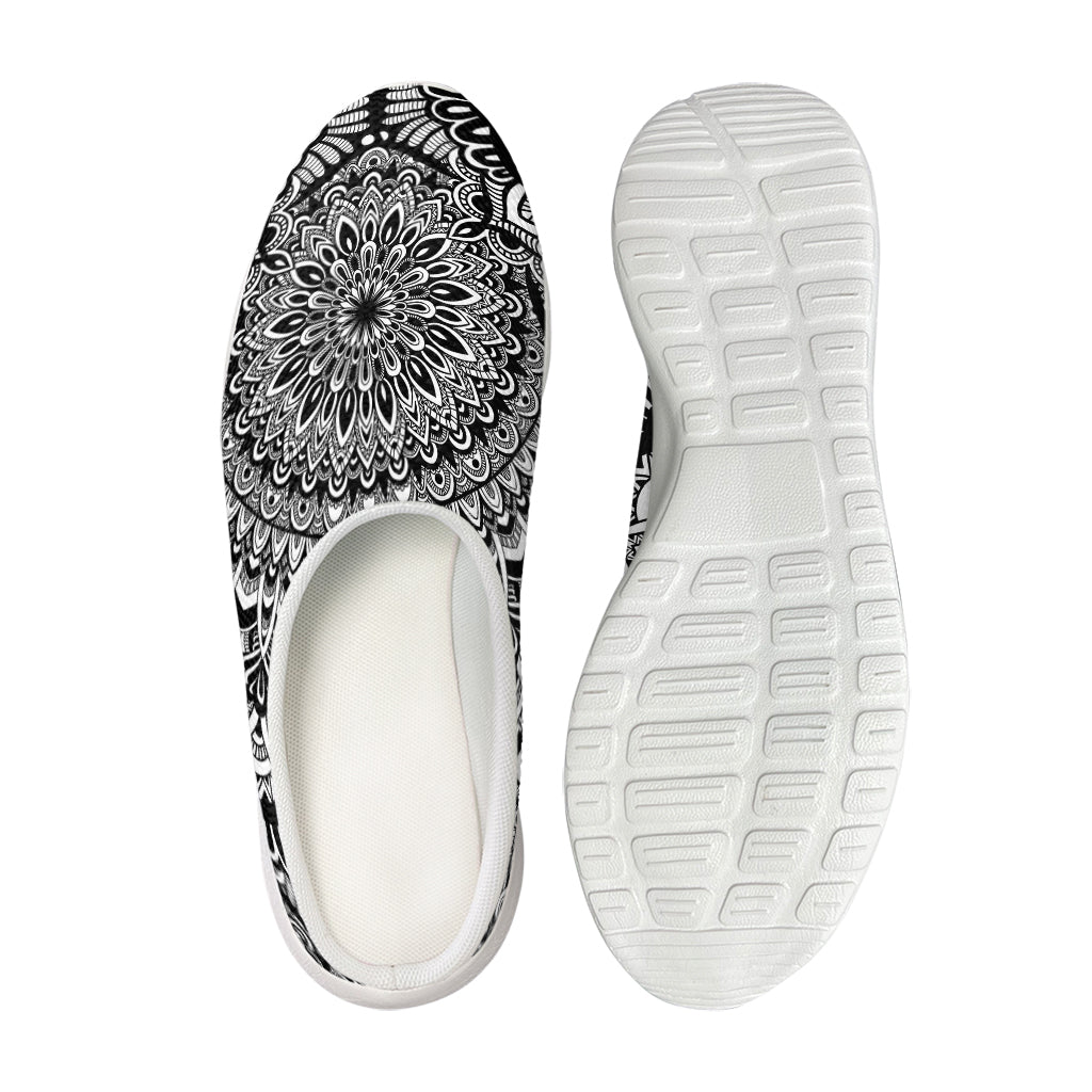 White And Black Mandala Print Mesh Casual Shoes
