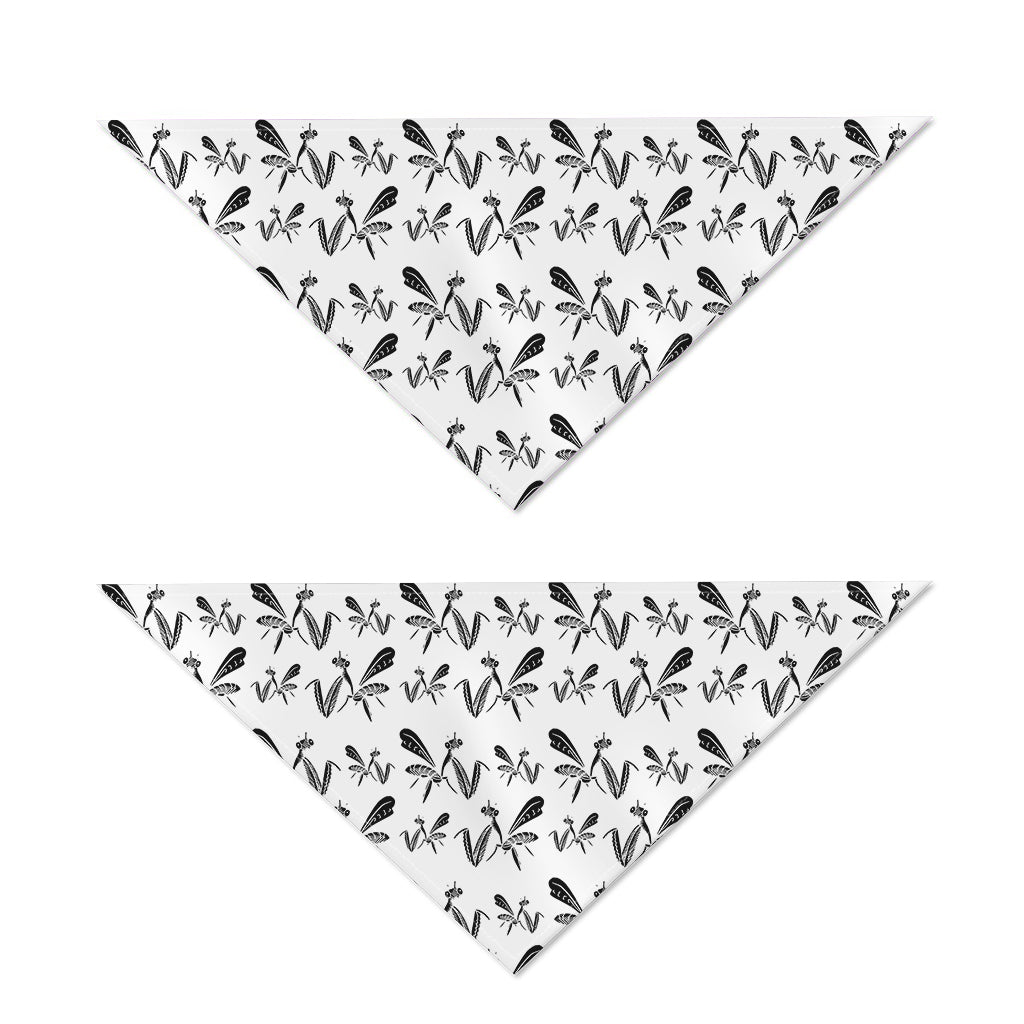 White And Black Mantis Pattern Print Dog Bandana
