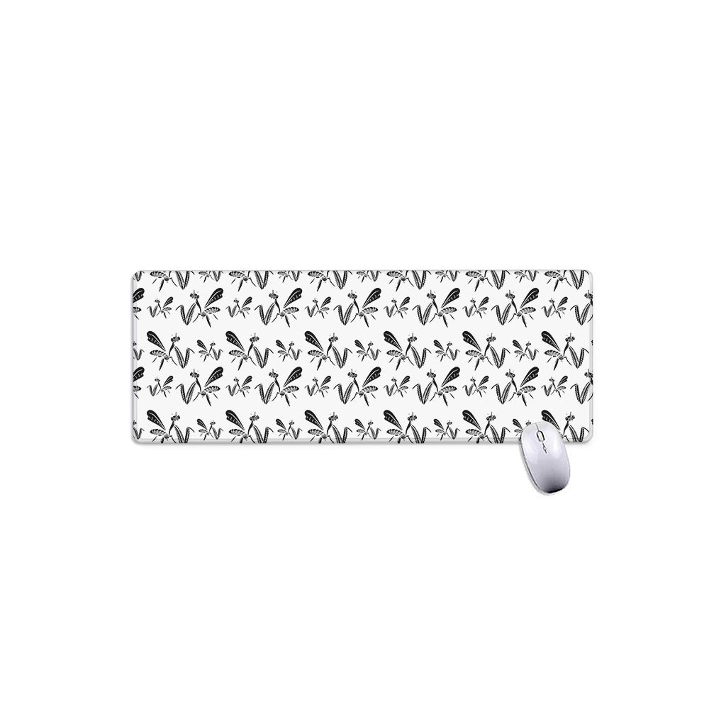 White And Black Mantis Pattern Print Extended Mouse Pad