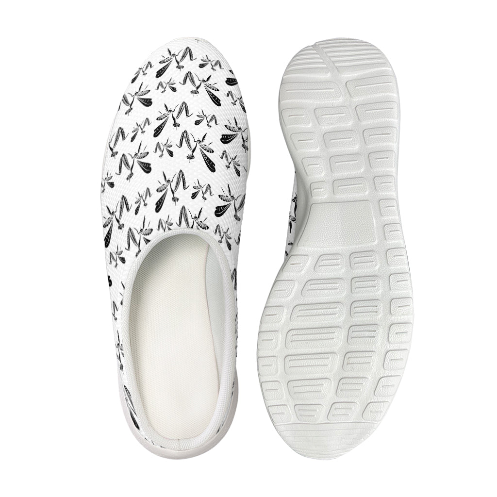 White And Black Mantis Pattern Print Mesh Casual Shoes