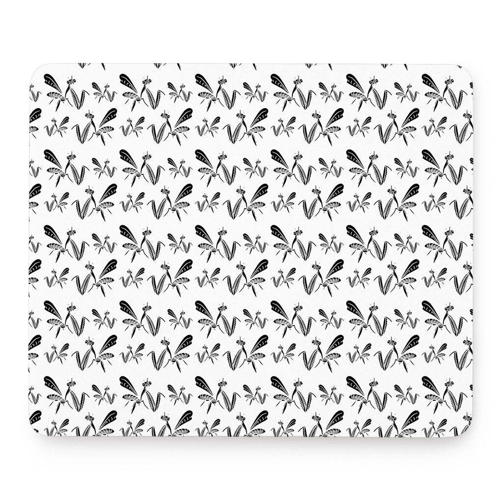 White And Black Mantis Pattern Print Mouse Pad