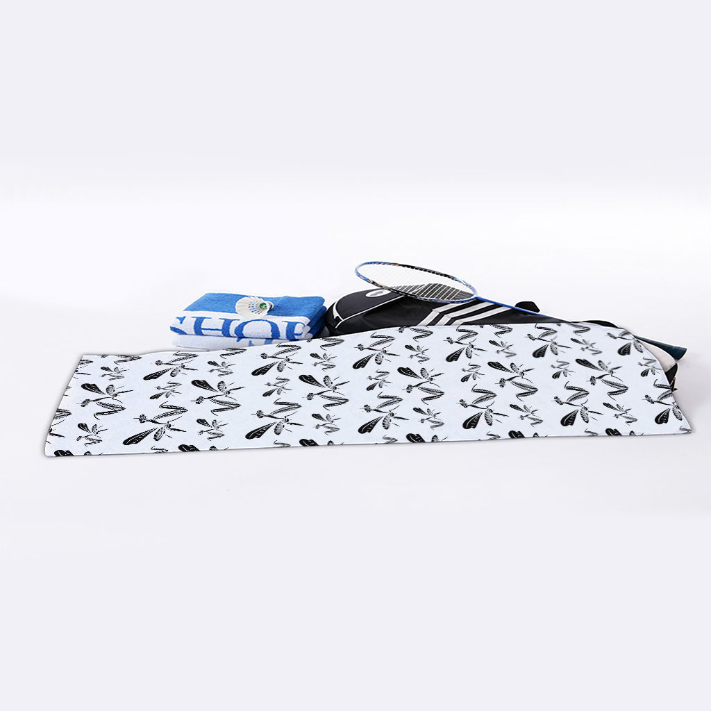 White And Black Mantis Pattern Print Sports Towel