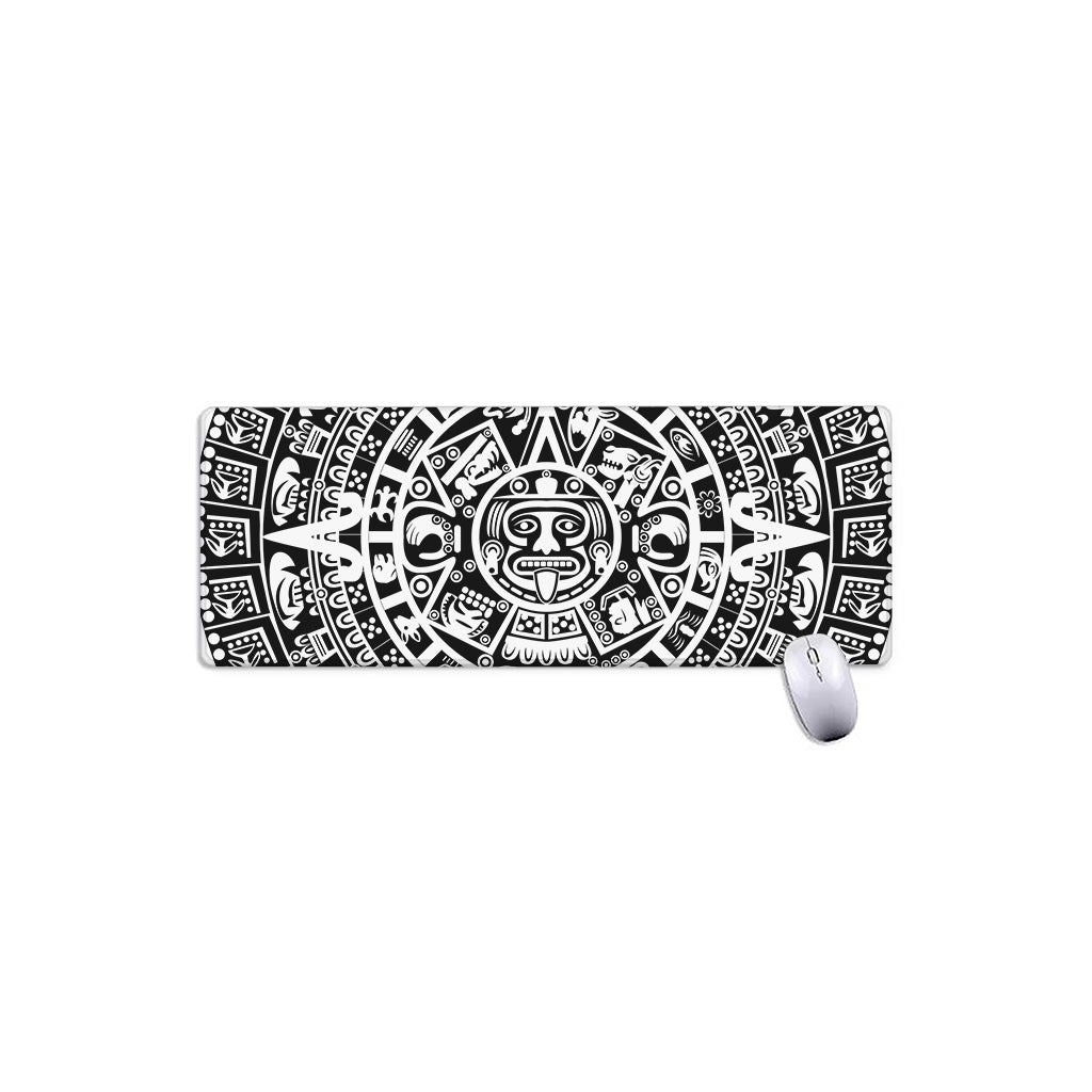 White And Black Maya Calendar Print Extended Mouse Pad