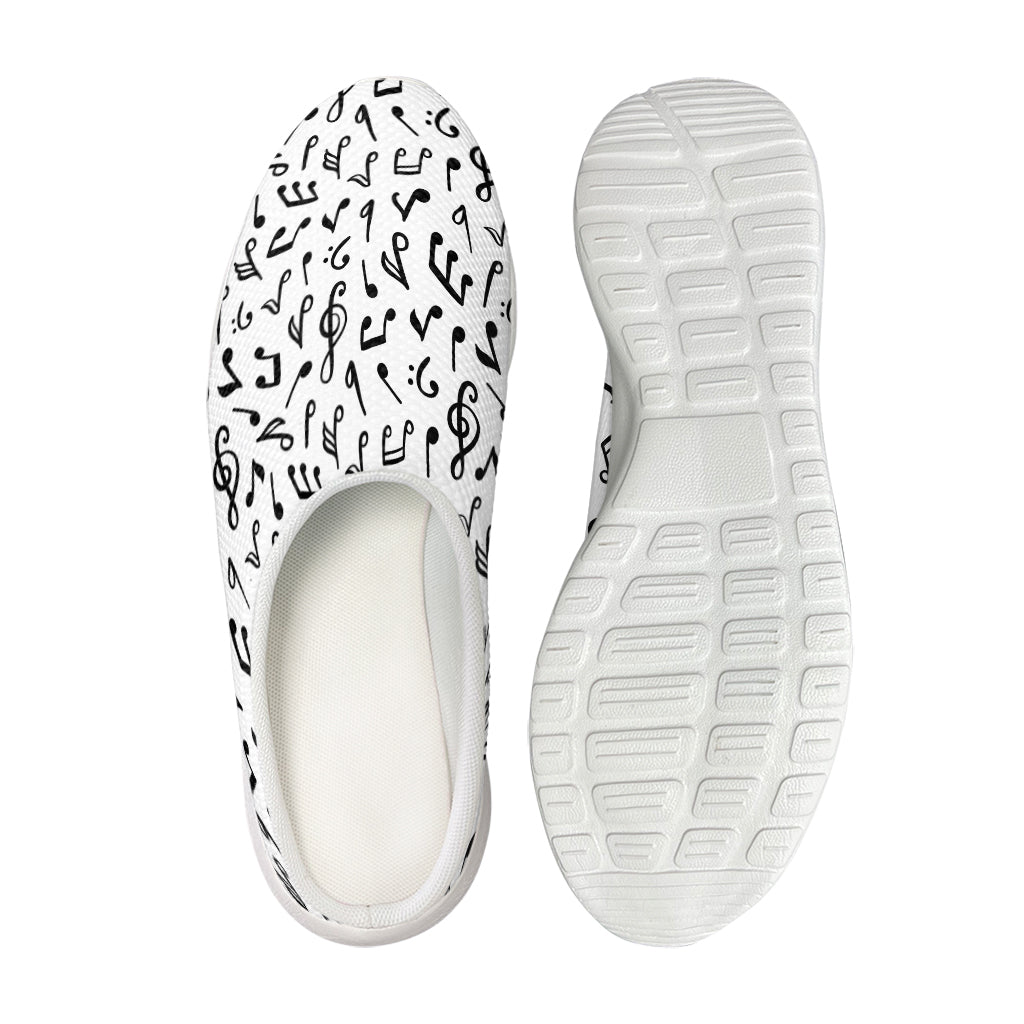 White And Black Music Note Pattern Print Mesh Casual Shoes