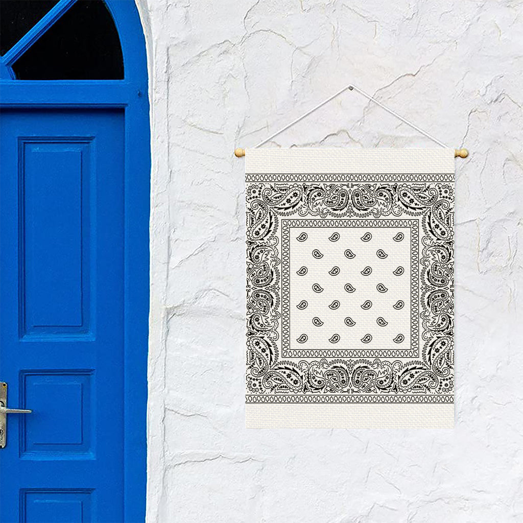 White And Black Paisley Bandana Print Garden Flag
