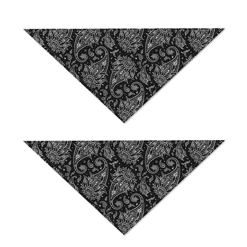 White And Black Paisley Pattern Print Dog Bandana