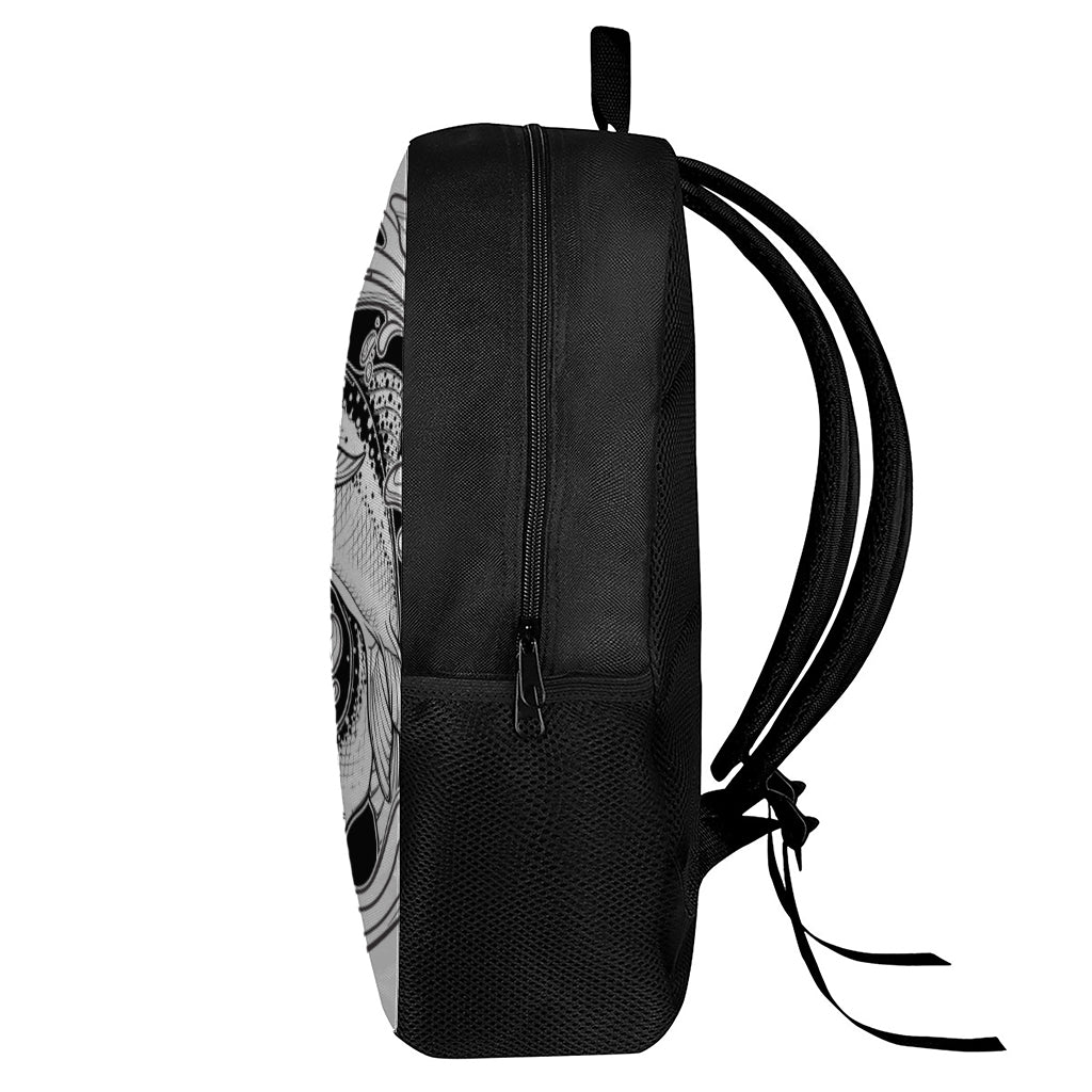 White And Black Pisces Sign Print 17 Inch Backpack