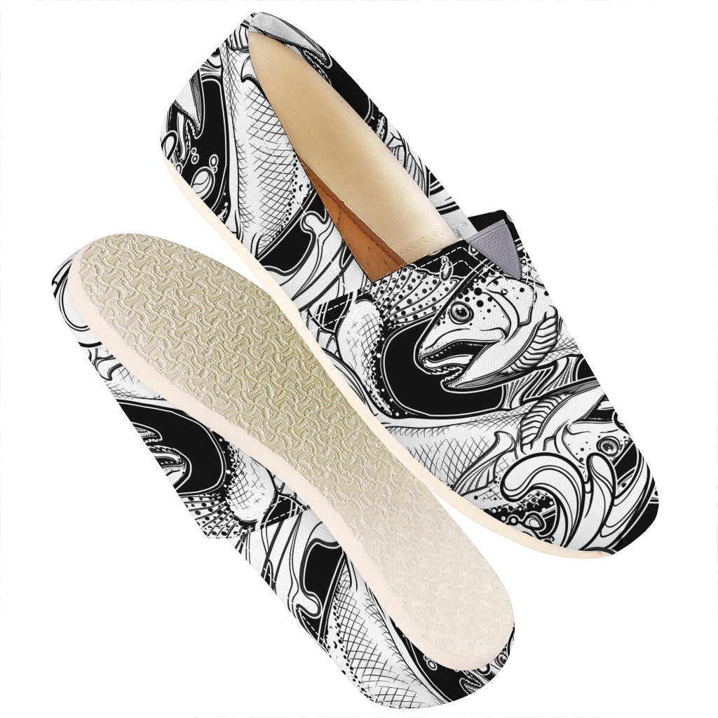 White And Black Pisces Sign Print Casual Shoes