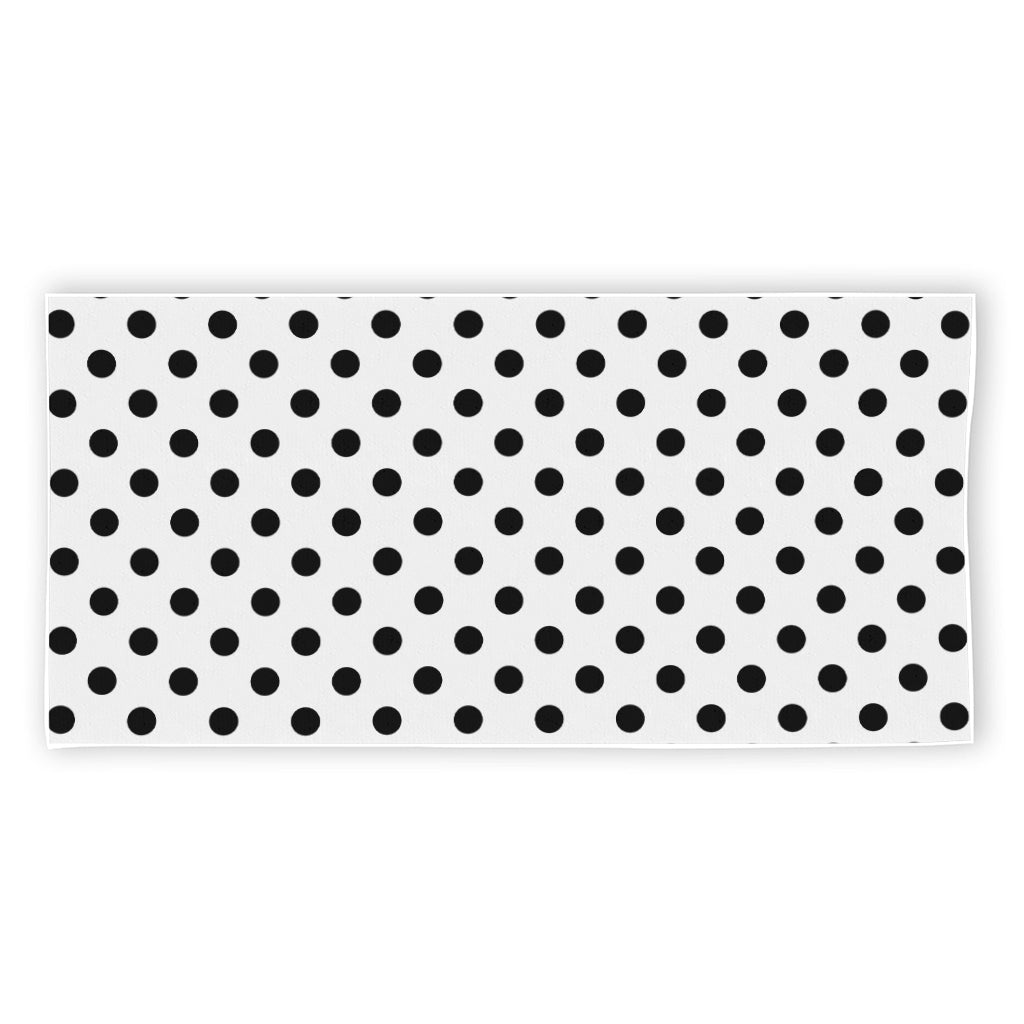 White And Black Polka Dot Pattern Print Beach Towel