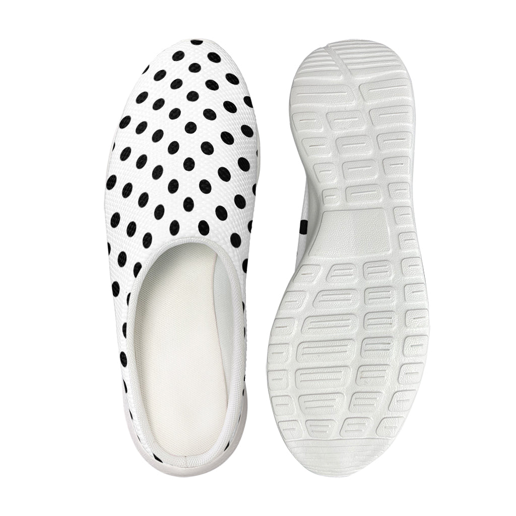 White And Black Polka Dot Pattern Print Mesh Casual Shoes