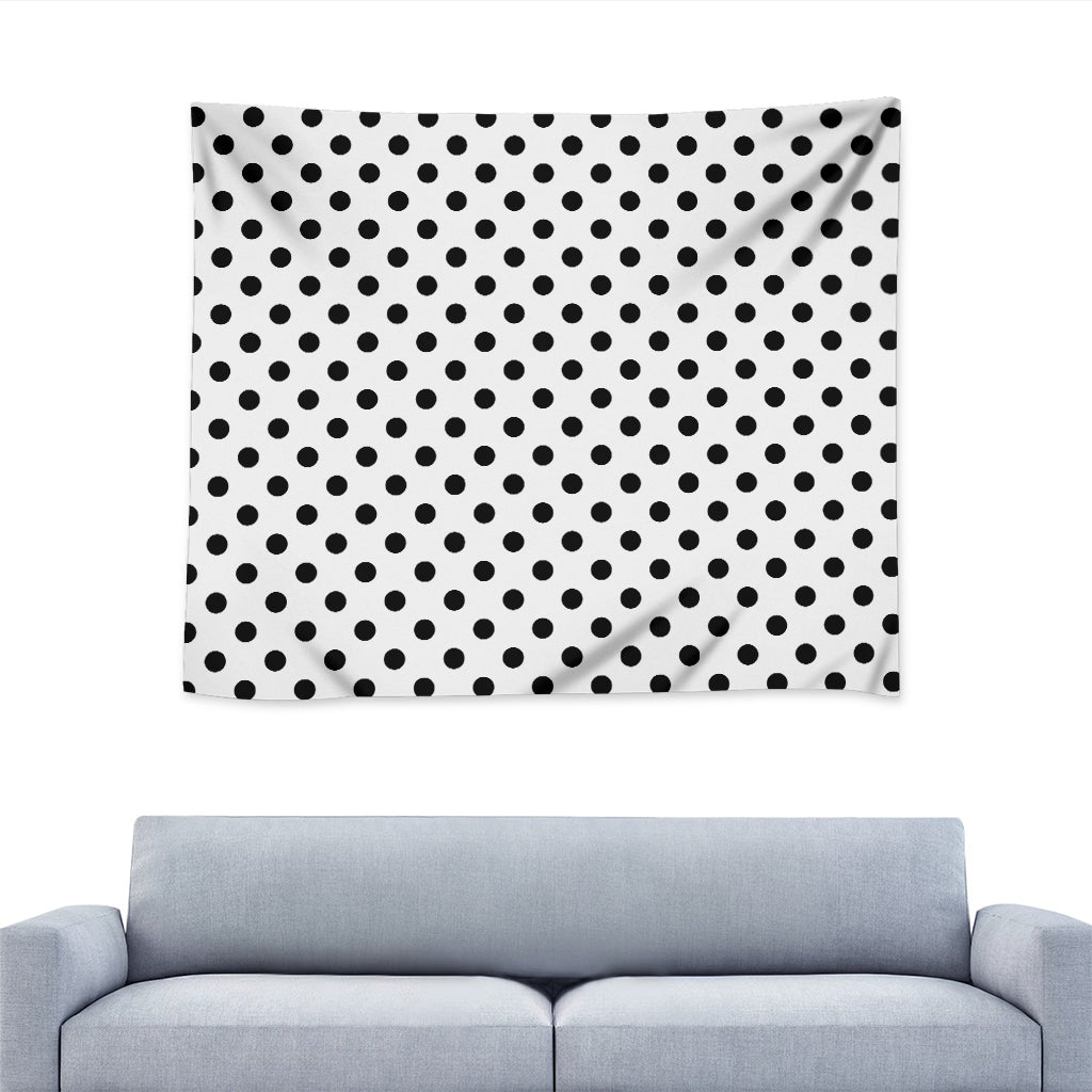 White And Black Polka Dot Pattern Print Tapestry