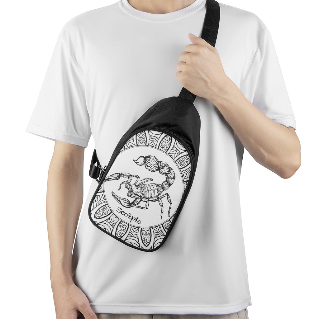 White And Black Scorpio Sign Print Chest Bag