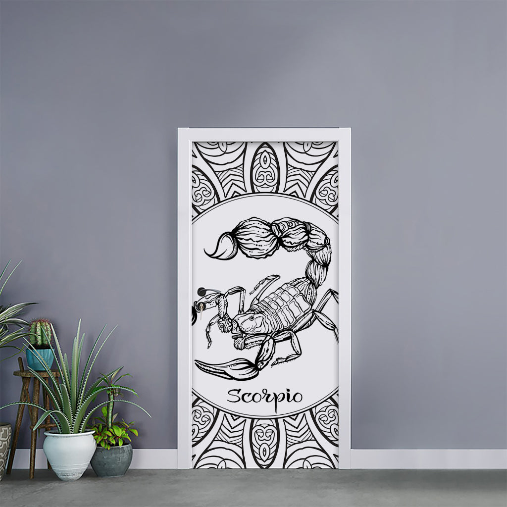 White And Black Scorpio Sign Print Door Sticker