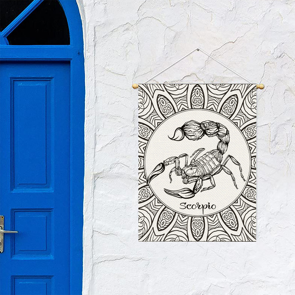White And Black Scorpio Sign Print Garden Flag