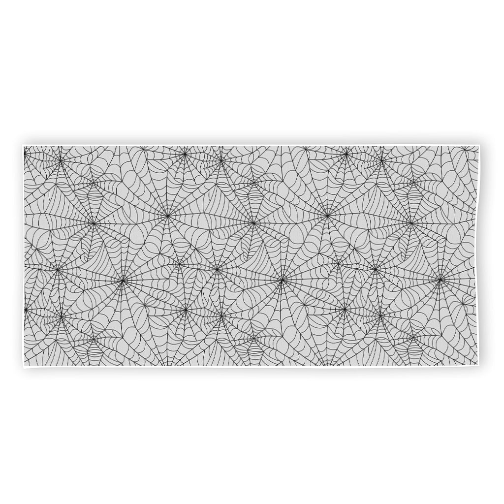 White And Black Spider Web Pattern Print Beach Towel