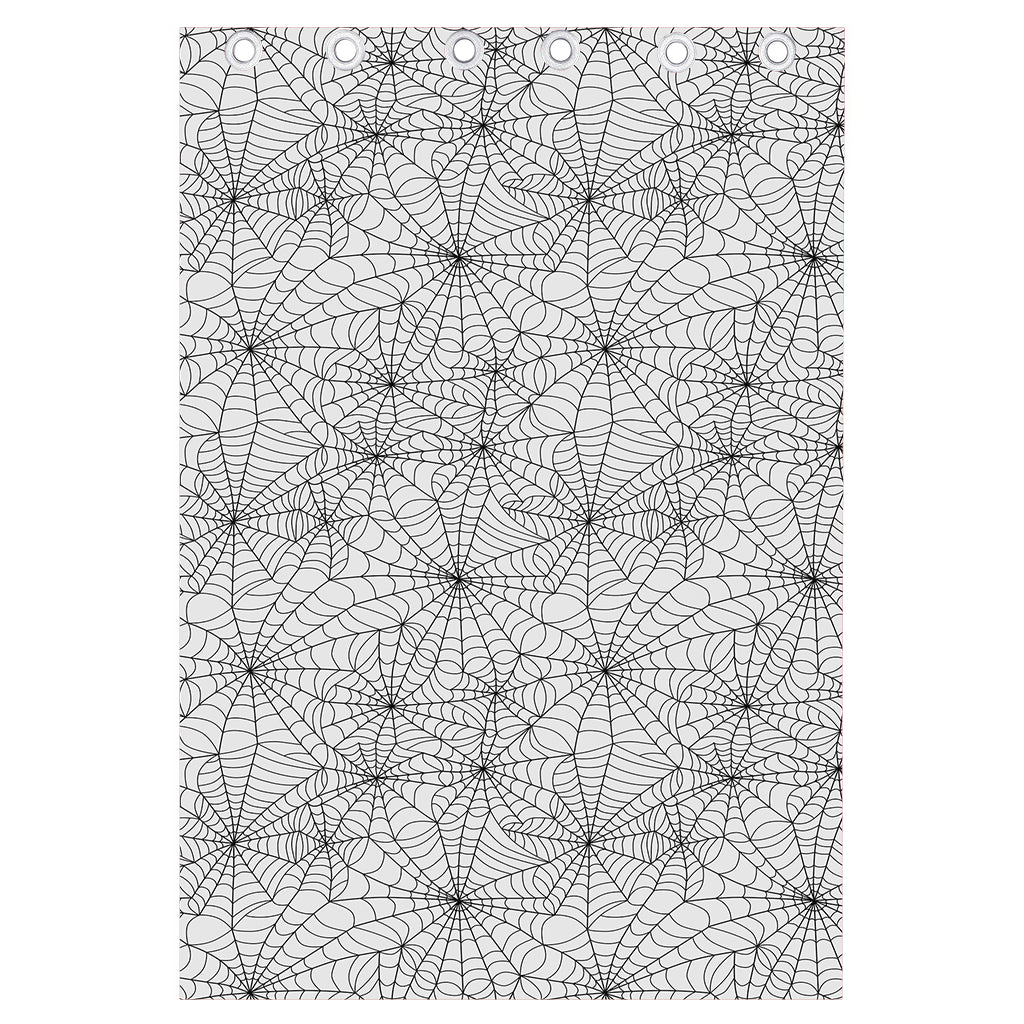 White And Black Spider Web Pattern Print Curtain