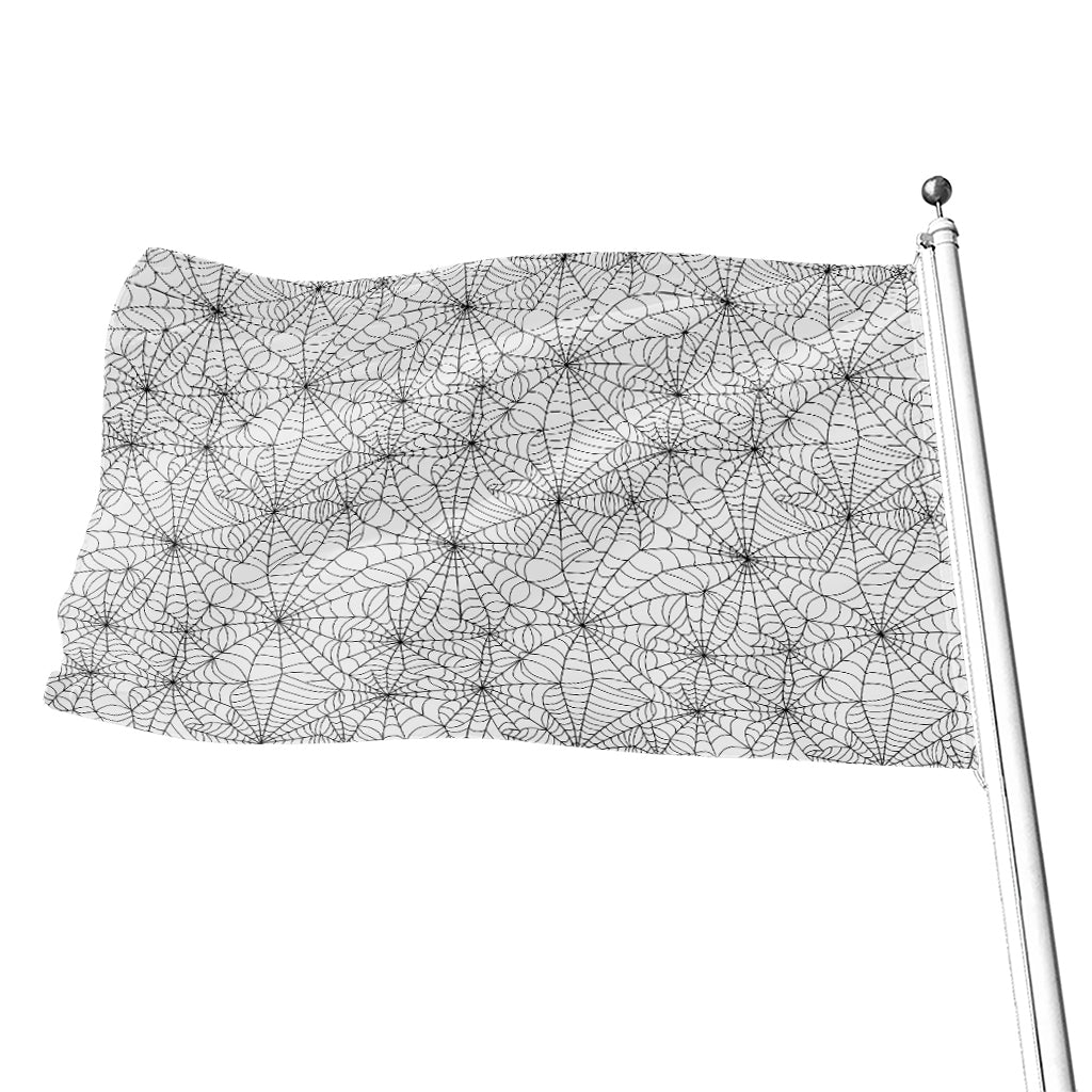 White And Black Spider Web Pattern Print Flag